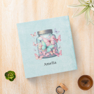 Whimsical Butterflies in a Jar 3 Ring Binder