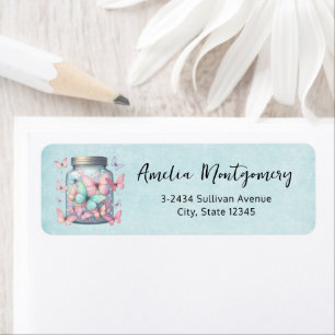 Whimsical Butterflies in a Jar - Address Label