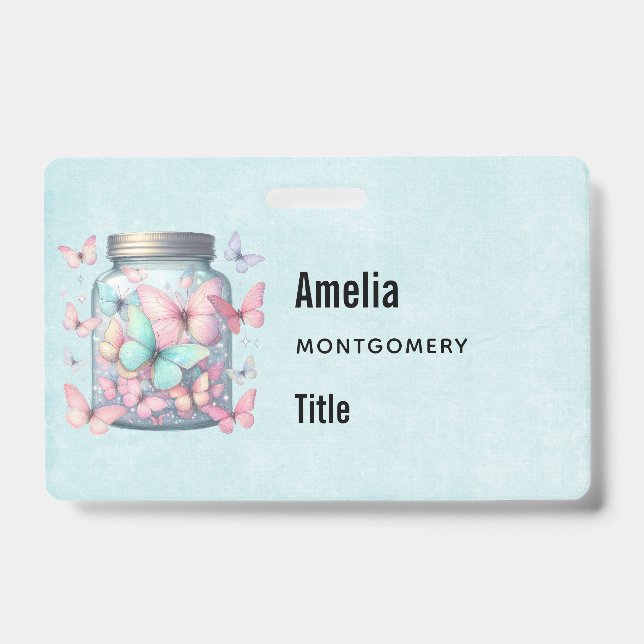Whimsical Butterflies in a Jar Badge (Front)
