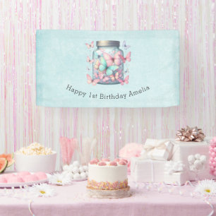 Whimsical Butterflies in a Jar Birthday Banner