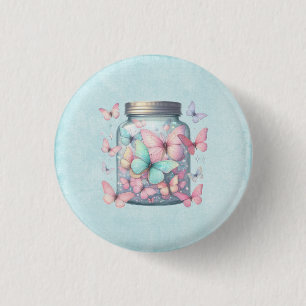 Whimsical Butterflies in a Jar Button