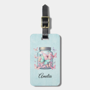 Whimsical Butterflies in a Jar Luggage Tag