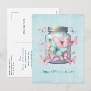 Whimsical Butterflies in a Jar Mother's Day Holiday Postcard