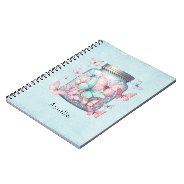Whimsical Butterflies in a Jar Notebook (Left Side)