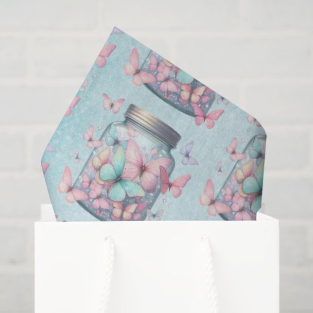 Whimsical Butterflies in a Jar Pattern Tissue Paper (Gift Bag)