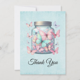 Whimsical Butterflies in a Jar Thank You Card