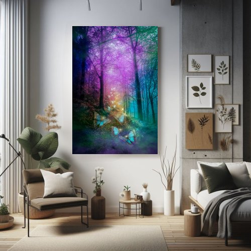 Whimsical Butterflies In Enchanted Forest Poster