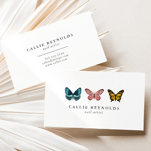 Whimsical Butterflies Nail Artist Designer Business Card