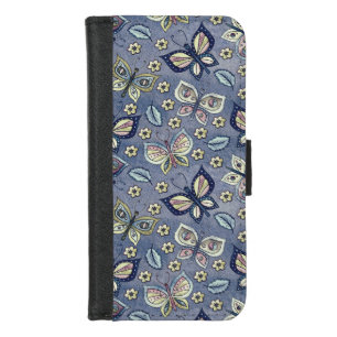 Whimsical Butterflies on Light Blue Background iPhone 8/7 Wallet Case