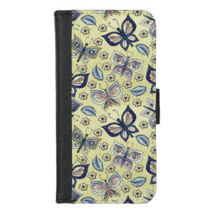 Whimsical Butterflies on Light Yellow Background  iPhone 8/7 Wallet Case