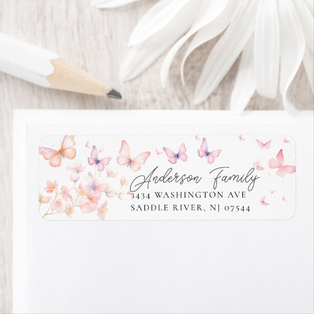 Whimsical Butterflies Return Address Label (Insitu)
