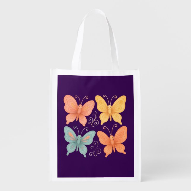 Whimsical Butterflies Reusable Grocery Bag (Front)