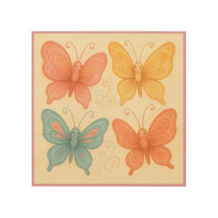 Whimsical Butterflies Wood Wall Art