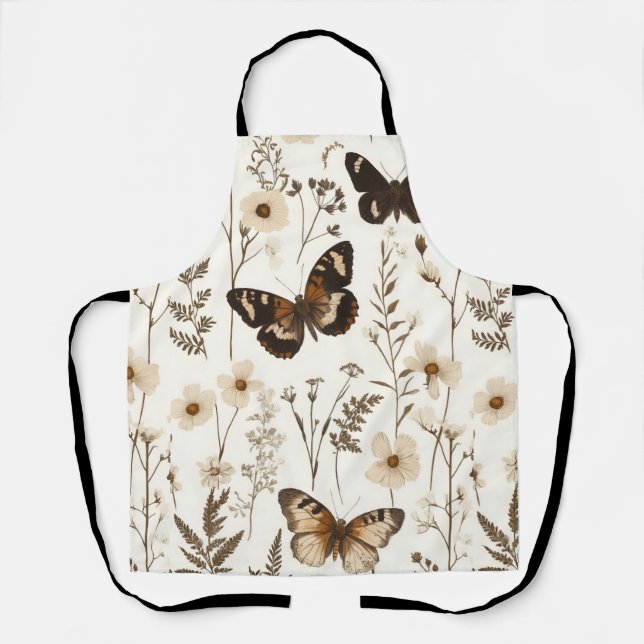  Whimsical Butterfly and Flower Pattern Apron (Front)