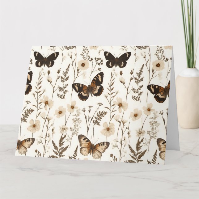  Whimsical Butterfly and Flower Pattern Card (Front)