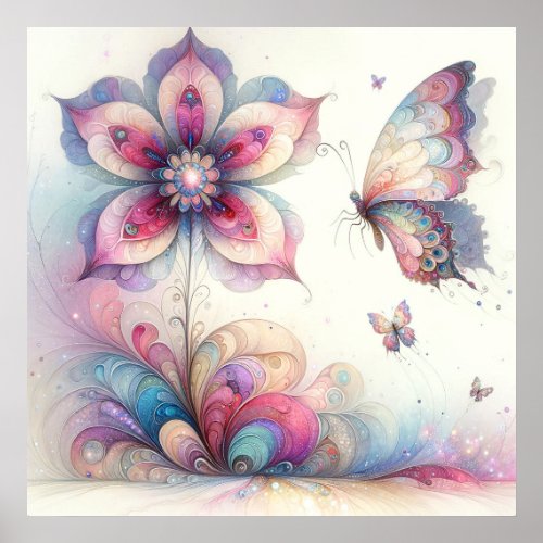 Whimsical Butterfly Bedroom Poster