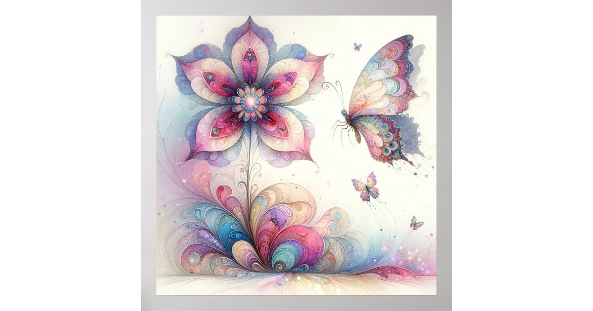 Whimsical Butterfly Bedroom Poster | Zazzle