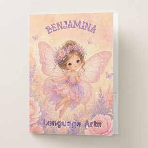 Whimsical Butterfly Blossom Fairy Floral Girl Pocket Folder