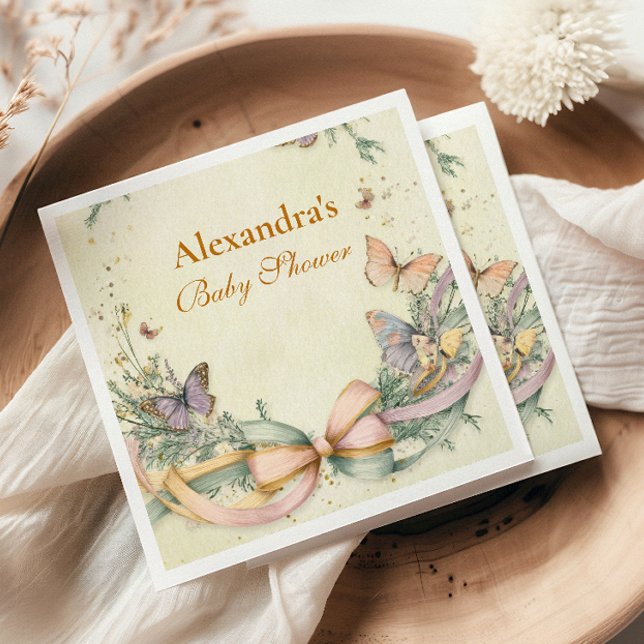 Whimsical Butterfly Bow Baby Shower Napkins (Creator Uploaded)