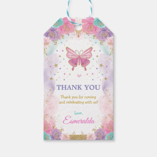 Whimsical Butterfly Fairy Floral Garden Birthday Gift Tags