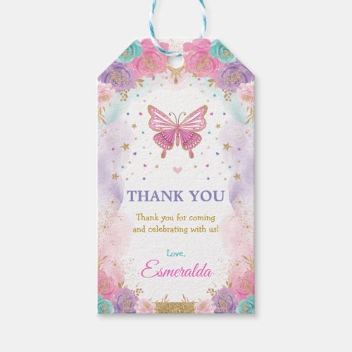 Whimsical Butterfly Fairy Floral Garden Birthday Gift Tags