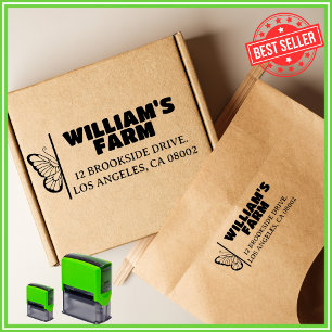 Whimsical Butterfly Farm Cute Return Address Stamp