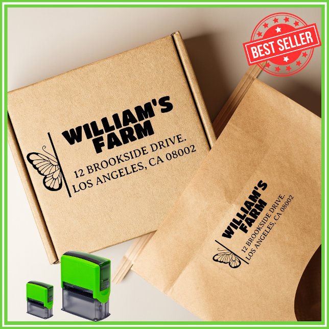 Whimsical Butterfly Farm Cute Return Address Stamp (Creator Uploaded)