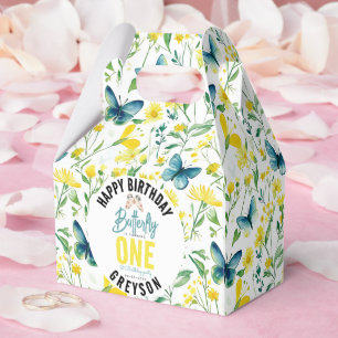 Whimsical Butterfly Floral 1st Birthday Favor Boxes