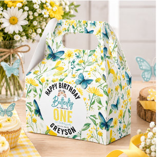 Whimsical Butterfly Floral 1st Birthday Favor Boxes