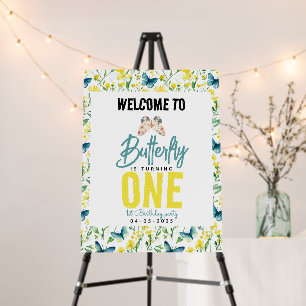 Whimsical Butterfly Floral 1st Birthday Foam Board