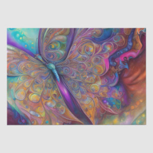 Whimsical Butterfly Fractal Watercolor Digital Pai Tissue Paper