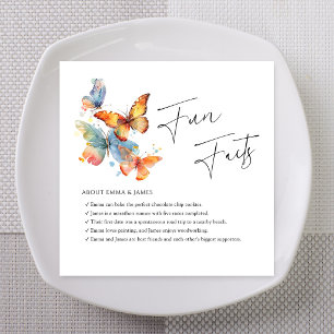 Whimsical Butterfly Fun Facts Wedding Napkins