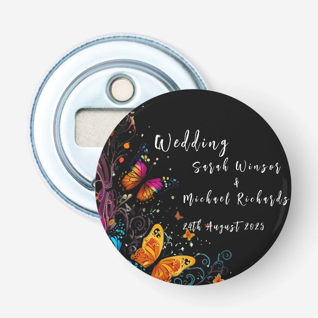 Whimsical Butterfly Garden Postcard Bottle Opener (Front)