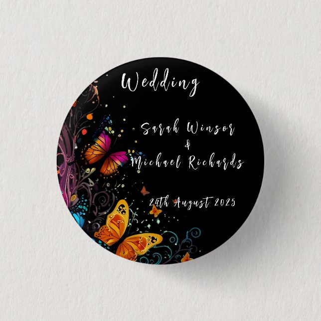 Whimsical Butterfly Garden Postcard Button (Front)
