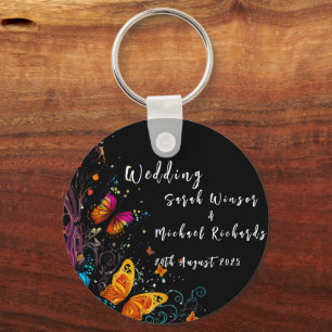 Whimsical Butterfly Garden Postcard Keychain
