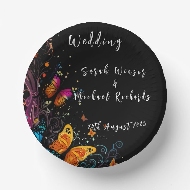 Whimsical Butterfly Garden Postcard Paper Bowls (Front)
