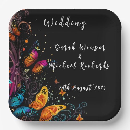 Whimsical Butterfly Garden Postcard Paper Plates