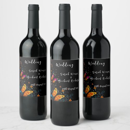 Whimsical Butterfly Garden Postcard Wine Label