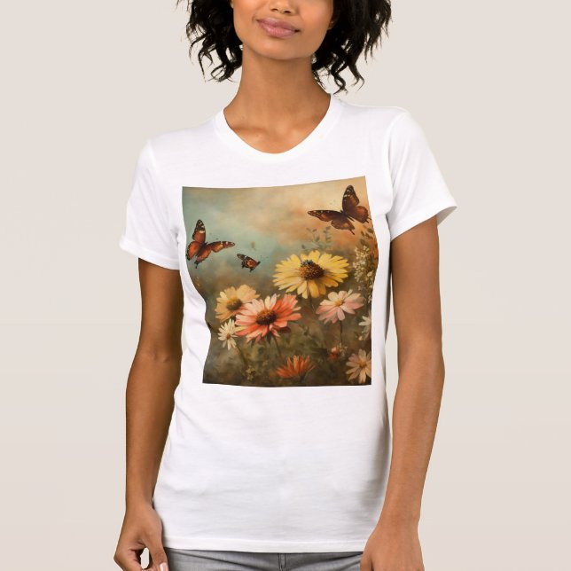 Whimsical Butterfly Garden T-Shirt (Front)