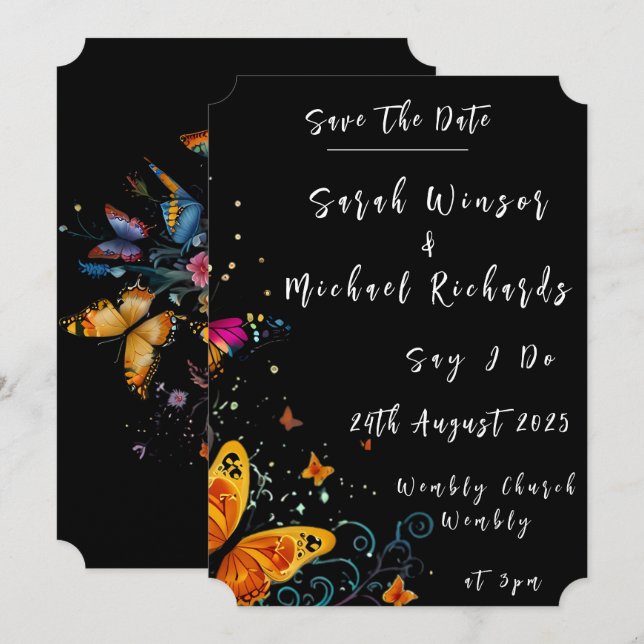 Whimsical Butterfly Garden Wedding Invitation (Front/Back)
