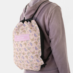 Whimsical Butterfly Girl Personalized Dance Drawstring Bag