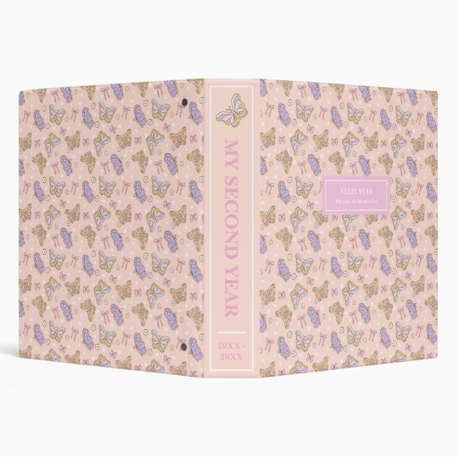 Whimsical Butterfly Girl Personalized Photo Album 3 Ring Binder (Background)