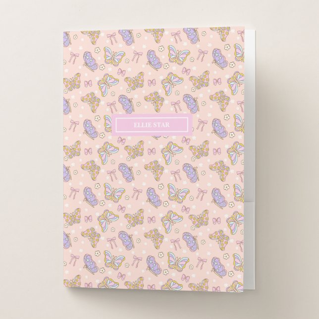 Whimsical Butterfly Girl Personalized Pocket Folder (Front)