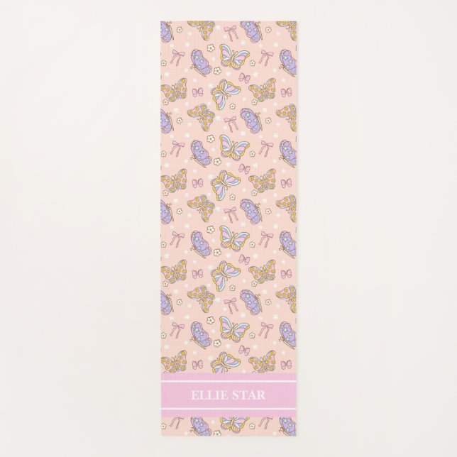 Whimsical Butterfly Girl Personalized Yoga Mat (Front)
