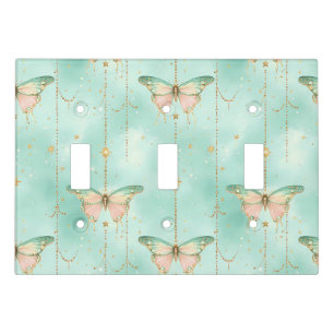 Whimsical Butterfly & Golden Star Light Switch Cover