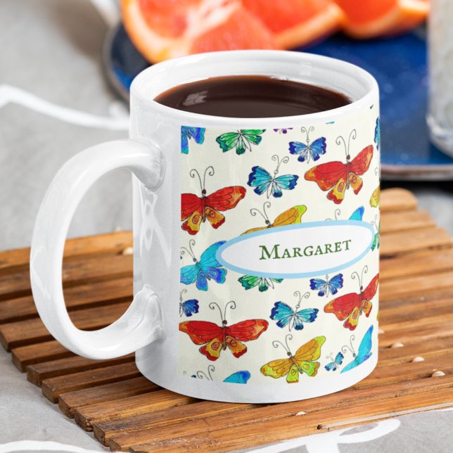 Whimsical Butterfly Pattern Original Nature Art Coffee Mug (Creator Uploaded)