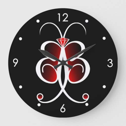 Whimsical Butterfly Red Large Round Wall Clock