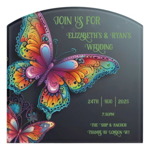 Whimsical Butterfly Romance Wedding Invitation Door Sign