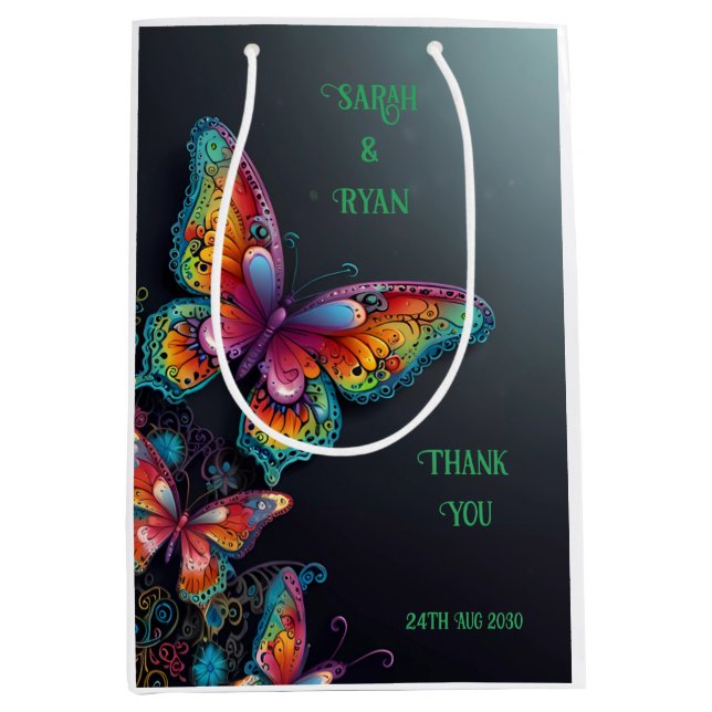 Whimsical Butterfly Romance Wedding Invitation Medium Gift Bag (Front)
