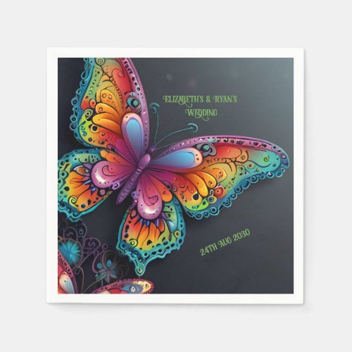 Whimsical Butterfly Romance Wedding Invitation Napkins